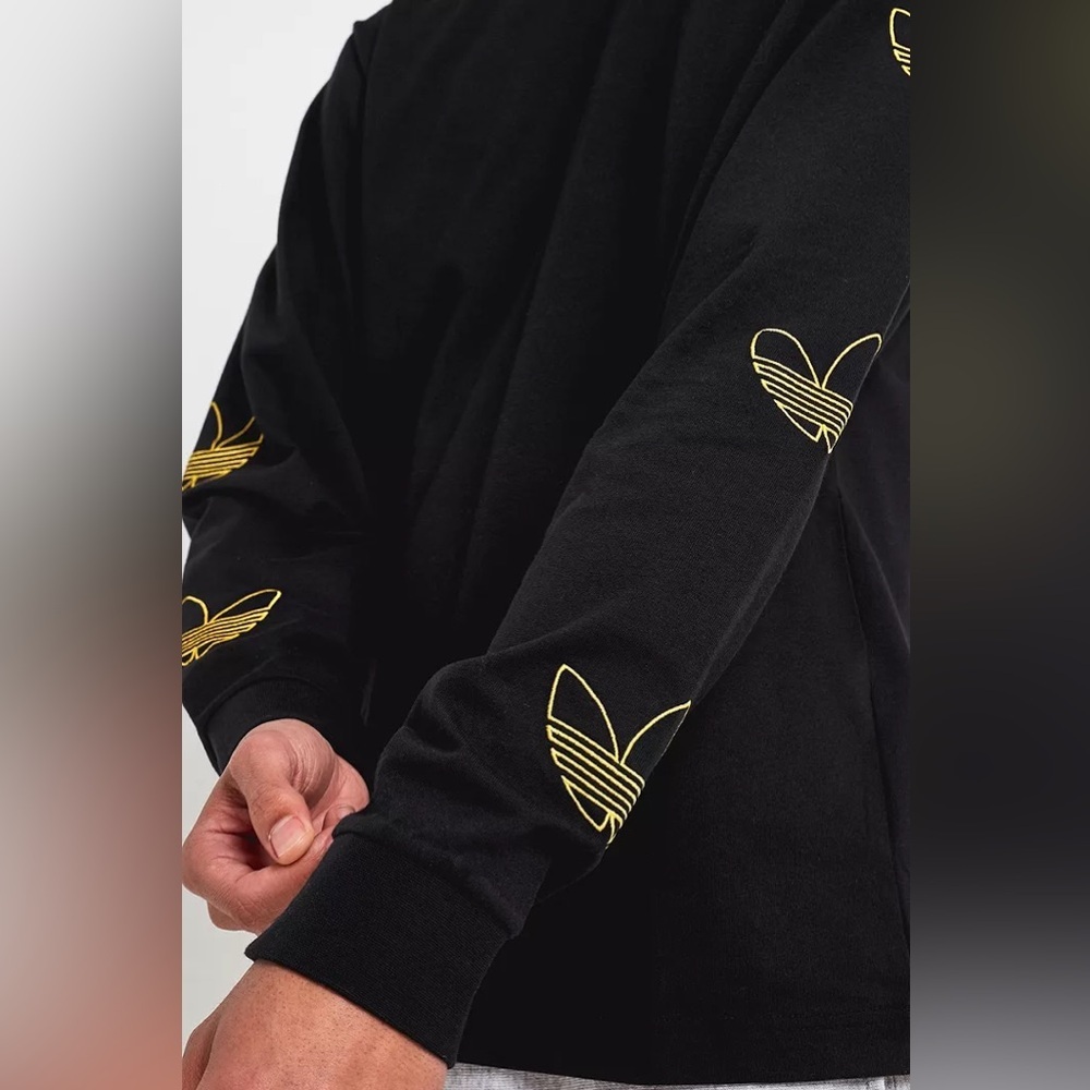 Adidas repeat trefoil logo long sleeve t-shirt black mens medium/large casual - Picture 2 of 10
